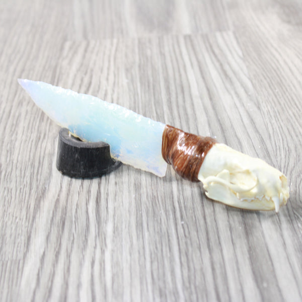 Mink Skull Handle Opalite Blade Ornamental Knife #3252 Mountain Man Knife