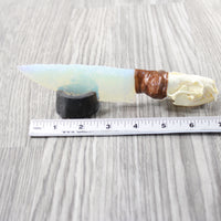 Mink Skull Handle Opalite Blade Ornamental Knife #3252 Mountain Man Knife