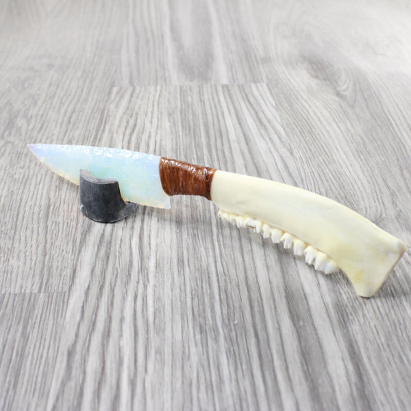 Deer Jaw Handle Opalite Blade Ornamental Knife #8252 Mountain Man Knife