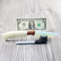 Deer Jaw Handle Opalite Blade Ornamental Knife #8252 Mountain Man Knife