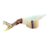 Open Mouth Rattlesnake Head Handle Opalite Blade Ornamental Knife #4352 Mountain Man Knife