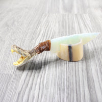 Open Mouth Rattlesnake Head Handle Opalite Blade Ornamental Knife #4352 Mountain Man Knife