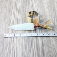 Open Mouth Rattlesnake Head Handle Opalite Blade Ornamental Knife #4352 Mountain Man Knife