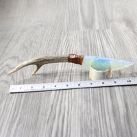 Deer Antler Handle Opalite Blade Ornamental Knife #2752 Mountain Man Knife