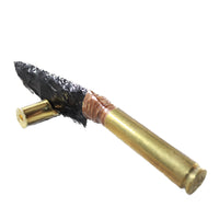 50 Cal Shell Casing  Handle Obsidian Blade Ornamental Knife #3752 Mountain Man Knife