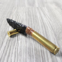 50 Cal Shell Casing  Handle Obsidian Blade Ornamental Knife #3752 Mountain Man Knife