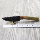 50 Cal Shell Casing  Handle Obsidian Blade Ornamental Knife #3752 Mountain Man Knife