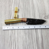 50 Cal Shell Casing  Handle Obsidian Blade Ornamental Knife #3752 Mountain Man Knife