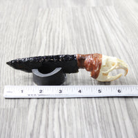 Muskrat Skull  Handle Obsidian Blade Ornamental Knife #3752 Mountain Man Knife