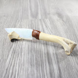 Deer Bone Handle Opalite Blade Ornamental Knife #4752 Mountain Man Knife