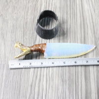 Open Mouth Rattlesnake Head Handle Opalite Blade Ornamental Knife #8952 Mountain Man Knife