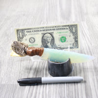 Open Mouth Rattlesnake Head Handle Opalite Blade Ornamental Knife #8952 Mountain Man Knife