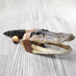 Alligator Head  Handle Obsidian Blade Ornamental Knife #7952 Mountain Man Knife