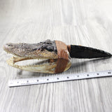 Alligator Head  Handle Obsidian Blade Ornamental Knife #7952 Mountain Man Knife