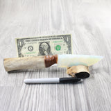 Hair-on Deer Bone Handle Opalite Blade Ornamental Knife #7052 Mountain Man Knife