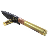 50 Cal Shell Casing Handle Obsidian Blade Ornamental Knife #7052 Mountain Man Knife