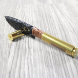 50 Cal Shell Casing Handle Obsidian Blade Ornamental Knife #7052 Mountain Man Knife