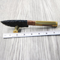 50 Cal Shell Casing Handle Obsidian Blade Ornamental Knife #7052 Mountain Man Knife