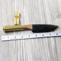 50 Cal Shell Casing Handle Obsidian Blade Ornamental Knife #7052 Mountain Man Knife