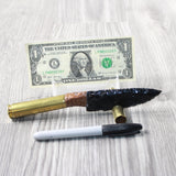 50 Cal Shell Casing Handle Obsidian Blade Ornamental Knife #7052 Mountain Man Knife