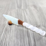 Selenite Spiral Handle Opalite Blade Ornamental Knife #3052 Mountain Man Knife