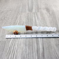 Selenite Spiral Handle Opalite Blade Ornamental Knife #3052 Mountain Man Knife