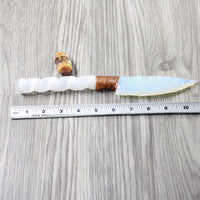 Selenite Spiral Handle Opalite Blade Ornamental Knife #3052 Mountain Man Knife