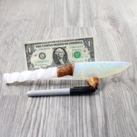 Selenite Spiral Handle Opalite Blade Ornamental Knife #3052 Mountain Man Knife