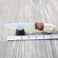 Mink Skull Handle Opalite Blade Ornamental Knife #7052 Mountain Man Knife