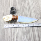 Mink Skull Handle Opalite Blade Ornamental Knife #7052 Mountain Man Knife