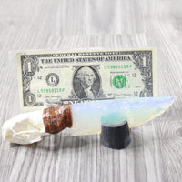 Mink Skull Handle Opalite Blade Ornamental Knife #7052 Mountain Man Knife