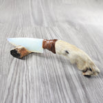 Coyote Foot Handle Opalite Blade Ornamental Knife #1252 Mountain Man Knife