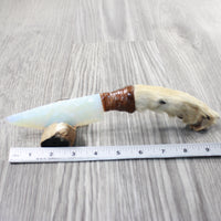 Coyote Foot Handle Opalite Blade Ornamental Knife #1252 Mountain Man Knife