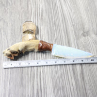 Coyote Foot Handle Opalite Blade Ornamental Knife #1252 Mountain Man Knife