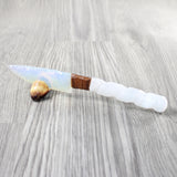 Selenite Spiral Handle Opalite Blade Ornamental Knife #0252 Mountain Man Knife