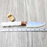 Selenite Spiral Handle Opalite Blade Ornamental Knife #0252 Mountain Man Knife