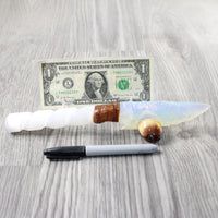 Selenite Spiral Handle Opalite Blade Ornamental Knife #0252 Mountain Man Knife