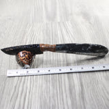 Orthoceras Fossil Handle Obsidian Blade Ornamental Knife #0252 Mountain Man Knife