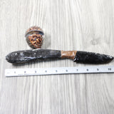 Orthoceras Fossil Handle Obsidian Blade Ornamental Knife #0252 Mountain Man Knife