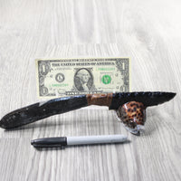 Orthoceras Fossil Handle Obsidian Blade Ornamental Knife #0252 Mountain Man Knife