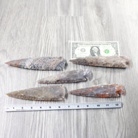 5 Stone Ornamental Spearheads  #7353  Arrowhead