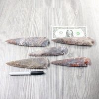 5 Stone Ornamental Spearheads  #7353  Arrowhead