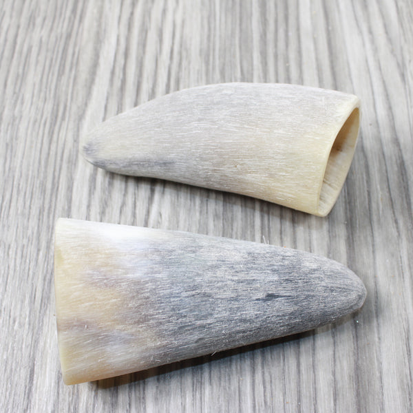 2 Raw Unfinished Cow Horn Tips #1853 Natural Colored