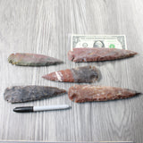 5 Stone Ornamental Spearheads  #6153  Arrowhead