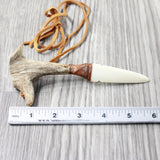 Antler Handle Bone Blade Knife Necklace  #5253 Mountain Man Necklace