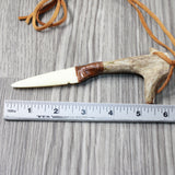 Antler Handle Bone Blade Knife Necklace  #5253 Mountain Man Necklace