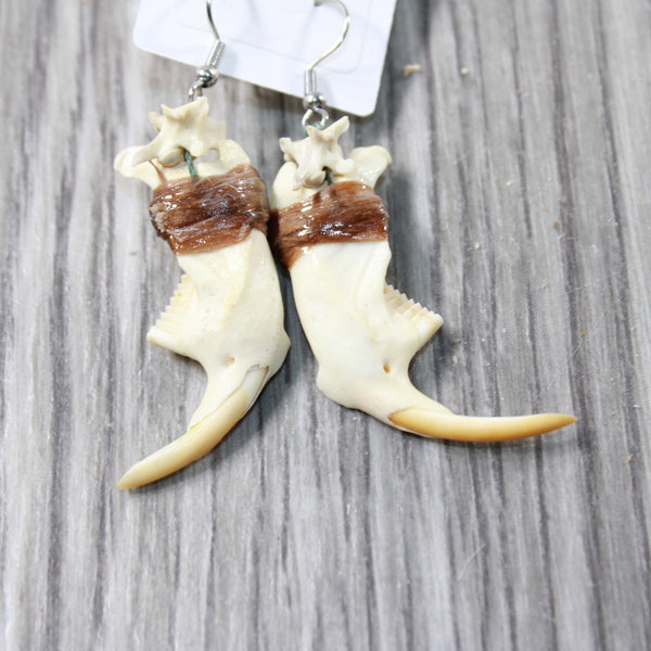 Muskrat Jaw Earrings  #4253  Mountain Man Earrings