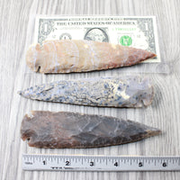 3 Stone Ornamental Spearheads  #1353 Arrowheads