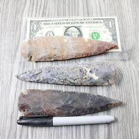 3 Stone Ornamental Spearheads  #1353 Arrowheads