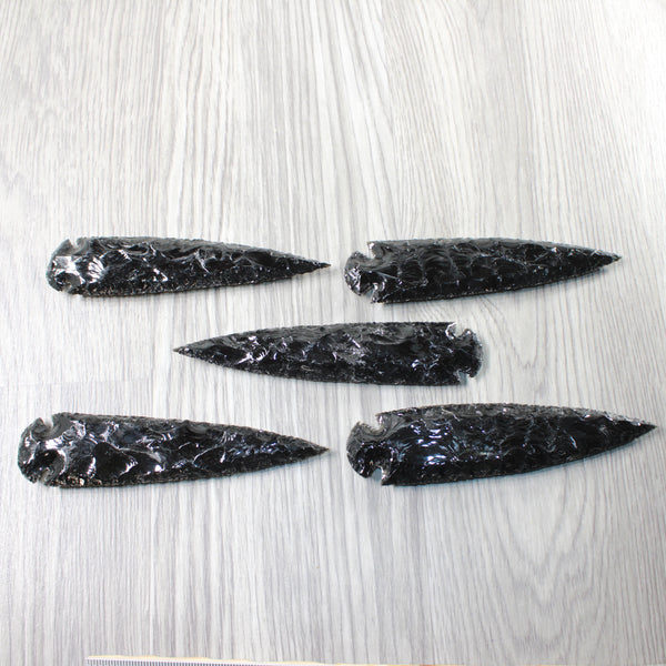 5 Obsidian Ornamental Spearheads  #2453  Arrowhead